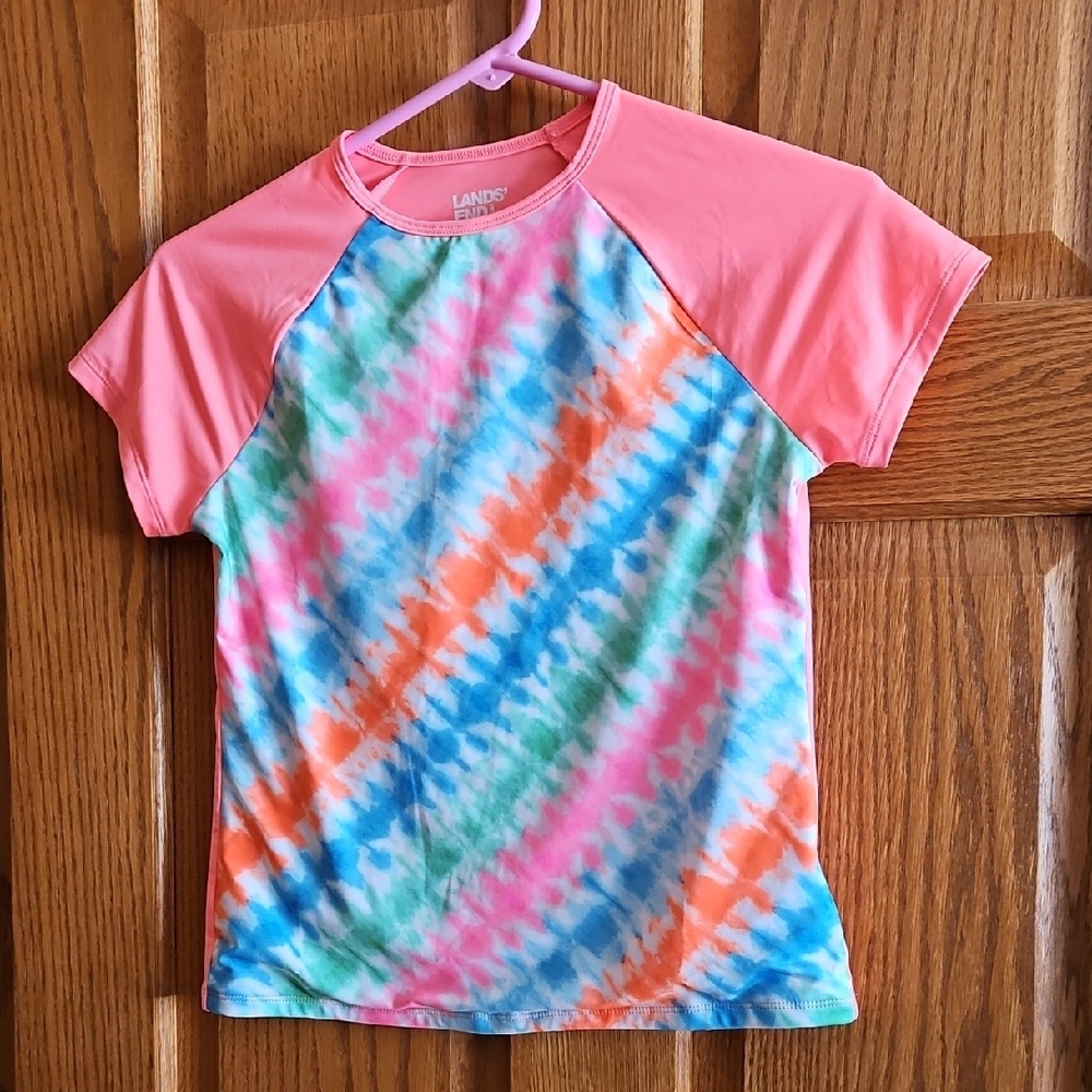 Lands' End Kids Swim Shirt - Pink, Blue, Orange Tie-Dye